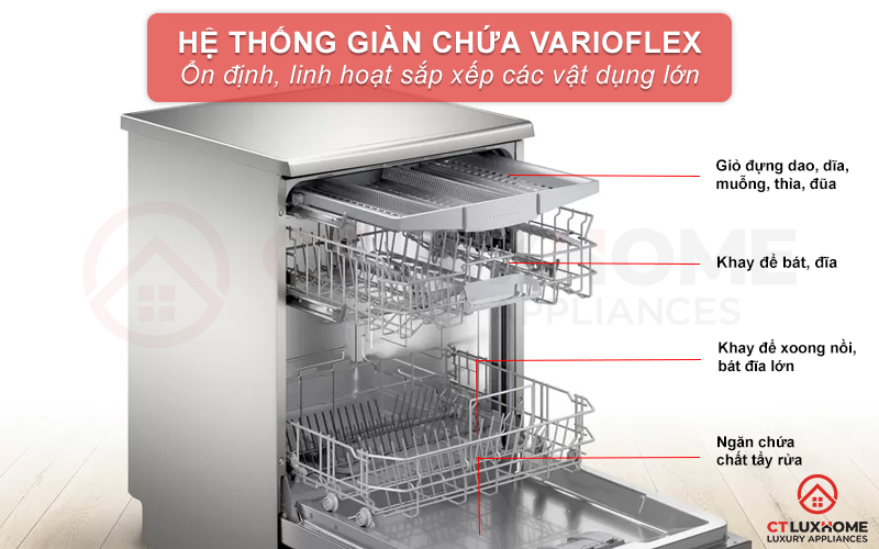 Hệ thống giỏ chứa VarioFlex rộng rãi, linh hoạt