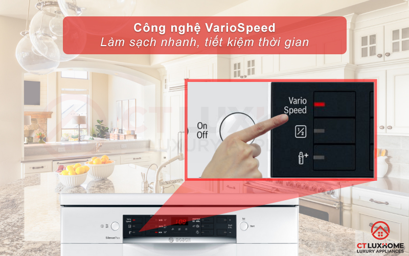 Tính năng VarioSpeed giúp tiết kiệm tối đa thời gian rửa bát