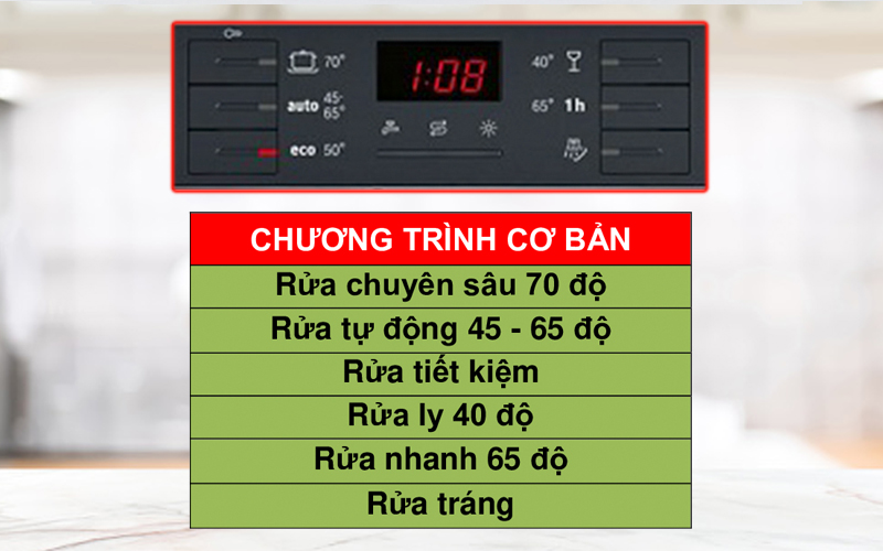 Chương trình rửa đa dạng với các chế độ rửa khác nhau giúp người dùng dễ dàng lựa chọn