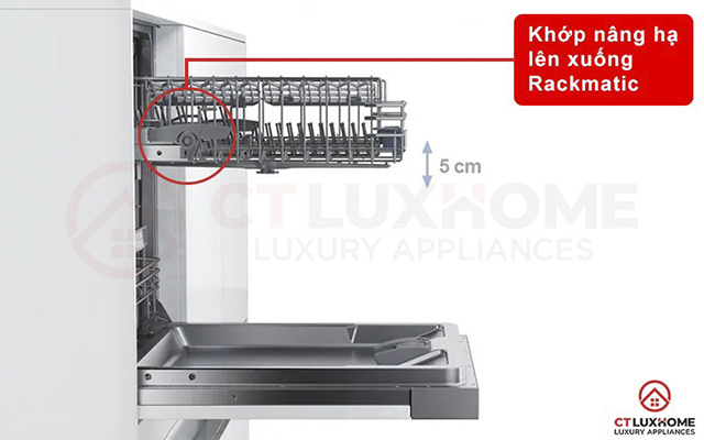 Khớp nâng hạ giàn rửa linh hoạt Rackmatic giúp điều chỉnh vị trí giàn rửa