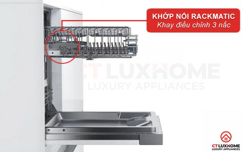 Khớp nối RackMatic cho phép người dùng linh hoạt thay đổi chiều cao của giỏ