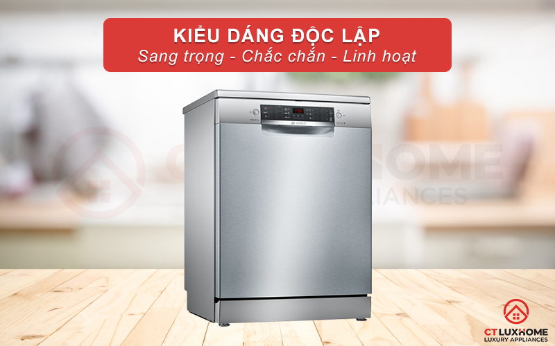 Kiểu dáng chắc chắn. linh hoạt của máy rửa bát Bosch SMS46KI01E Serie 4