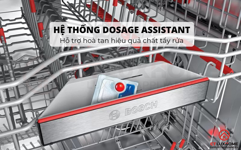 Hệ thống hoà tan chất tẩy rửa trong máy rửa bát Bosch SMS46KI04E Serie 4