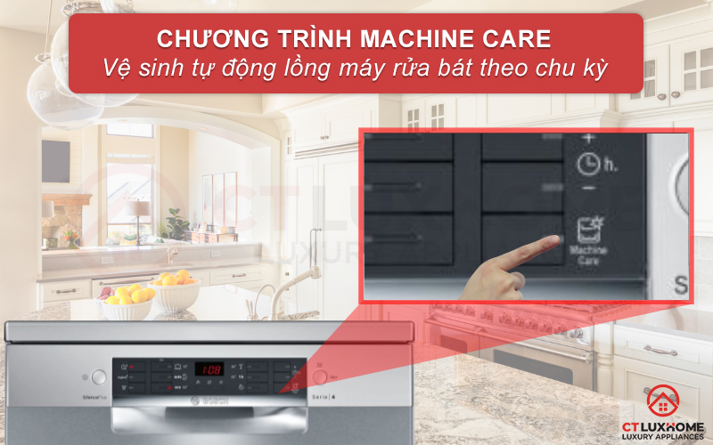 Vệ sinh tự động máy rửa bát nhờ chương trình Machine Care