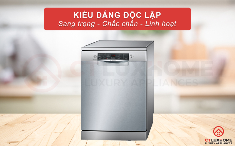 Kiểu dáng chắc chắn của máy rửa bát Bosch SMS46KI04E