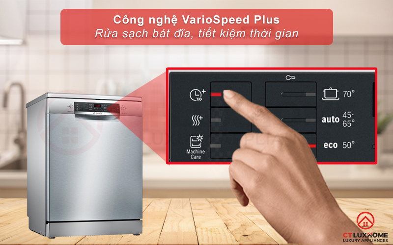 Kích hoạt VarioSpeed Plus tăng tốc độ rửa, tiết kiệm thời gian hơn