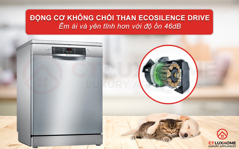 Vận hành êm ái và mạnh mẽ với động cơ không chổi than EcoSilence Drive