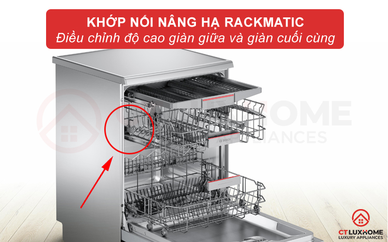 Hệ thống khớp nối nâng hạ Rackmatic - dễ dàng điều chỉnh khoảng cách giữa các giàn