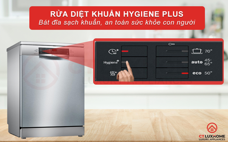 Tính năng Hygiene Plus giúp diệt khuẩn bát đĩa sạch và an toàn hơn