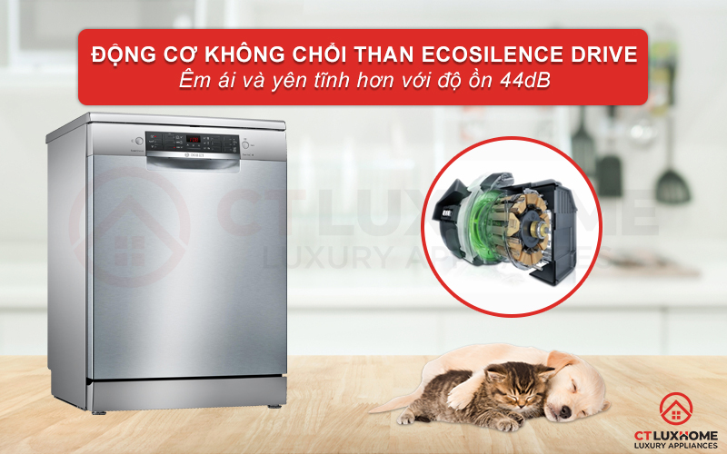 Động cơ không chổi than EcoSilence Drive giúp cho máy vận hành êm ái