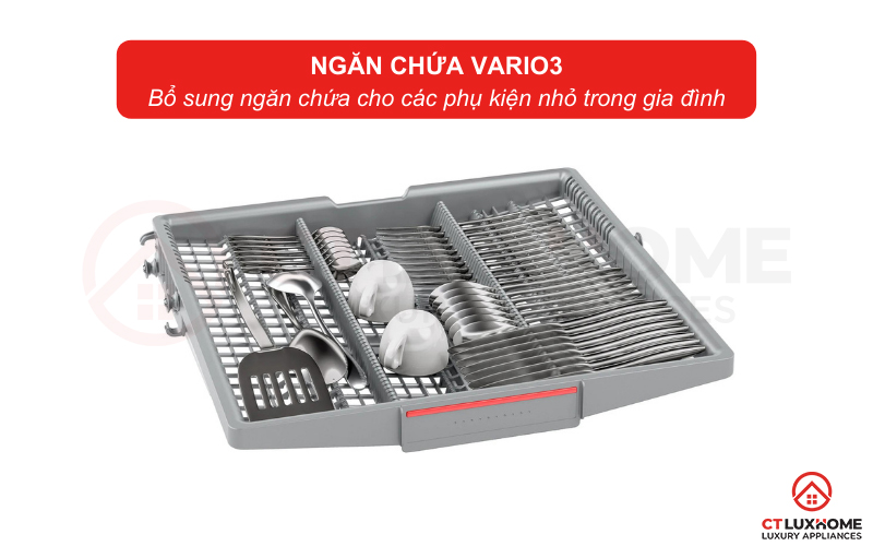 Ngăn chứa thứ 3 VarioDrawer ở trên cùng giúp đựng các vật dụng nhỏ