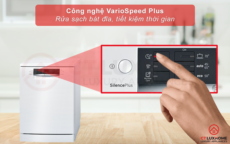 Tính năng VarioSpeed Plus giúp tăng tốc độ rửa, tiết kiệm thời gian