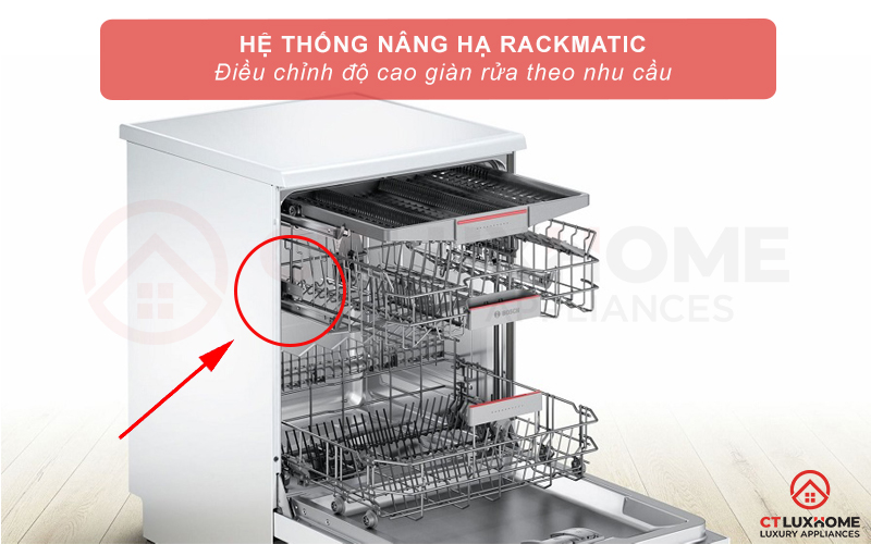 Hệ thống nâng hạ Rackmatic giúp bạn điều chỉnh độ cao giàn giữa theo 3 cấp độ