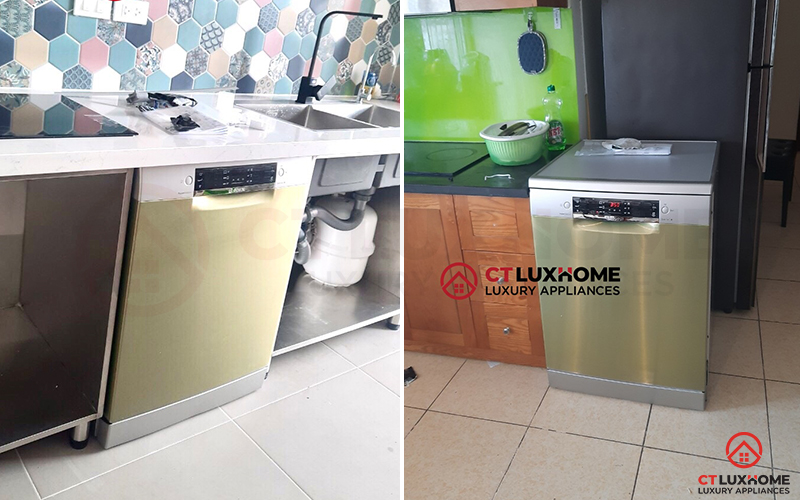 Người dùng có thể lựa chọn lắp âm hoặc độc lập cho máy rửa bát Bosch SMS46NI05E serie 4.