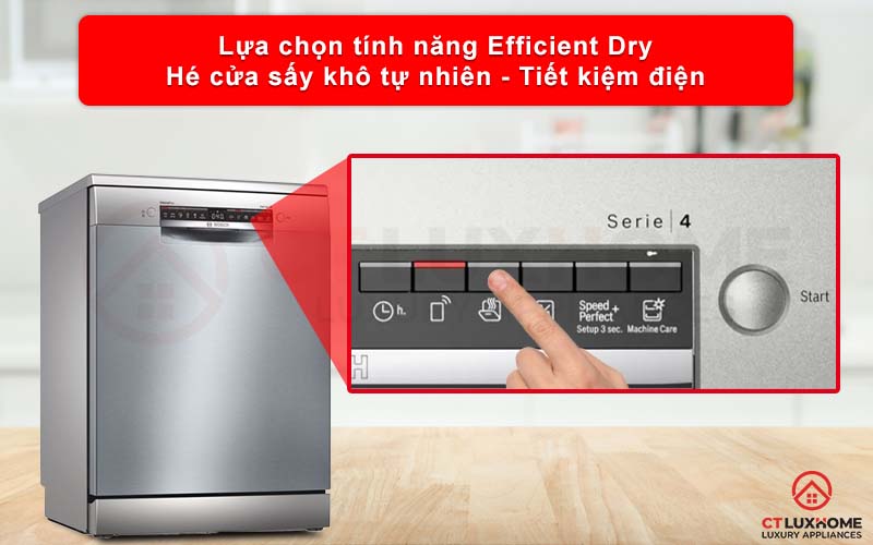 Tính năng Efficient Dry sấy khô hiệu quả kết hợp hé cửa