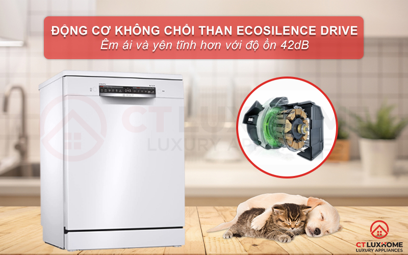 Động cơ không chổi than EcoSilence Drive cho khả năng vận hành mạnh mẽ và êm ái