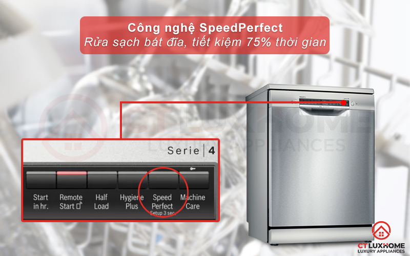 Kích hoạt tính năng SpeedPerfect tiết kiệm 75% thời gian rửa.