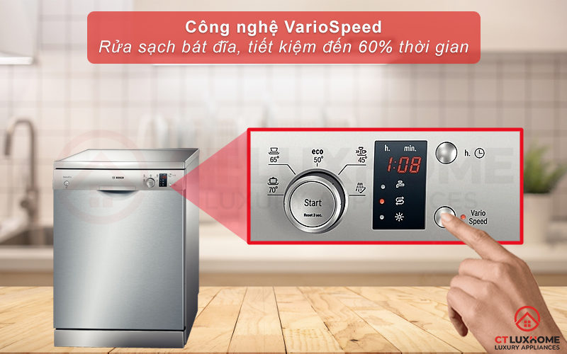 Kích hoạt VarioSpeed để tăng tốc độ rửa, tiết kiệm thời gian hơn