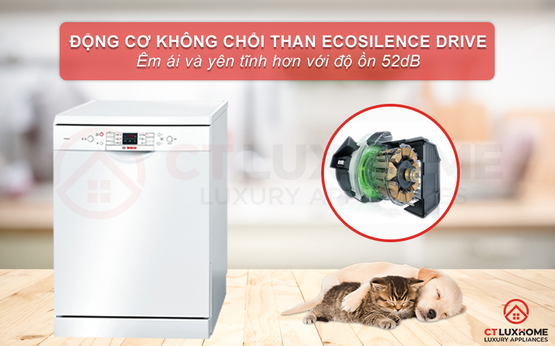 Động cơ không chổi than EcoSilence Drive giúp máy vận hành êm ái