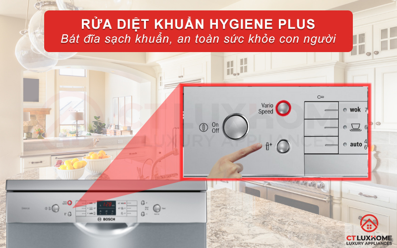 Chức năng rửa diệt khuẩn có thể kết hợp với các chương trình rửa thường