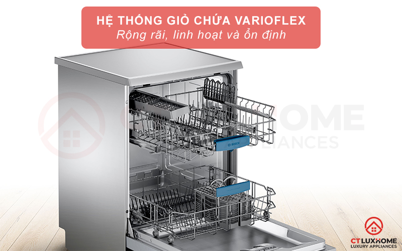 Hệ thống giỏ chứa VarioFlex giúp không gian bên trong máy trở nên rộng rãi hơn
