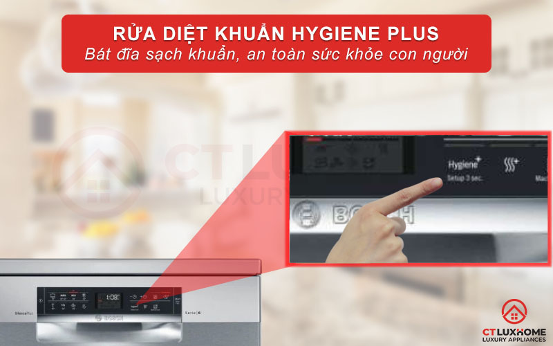 Chức năng rửa diệt khuẩn Hygiene Plus có thể kết hợp với các chương trình rửa thường