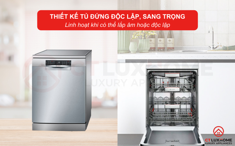 Kiểu dáng độc lập của Máy rửa bát Bosch SMS68MI04E serie 6 