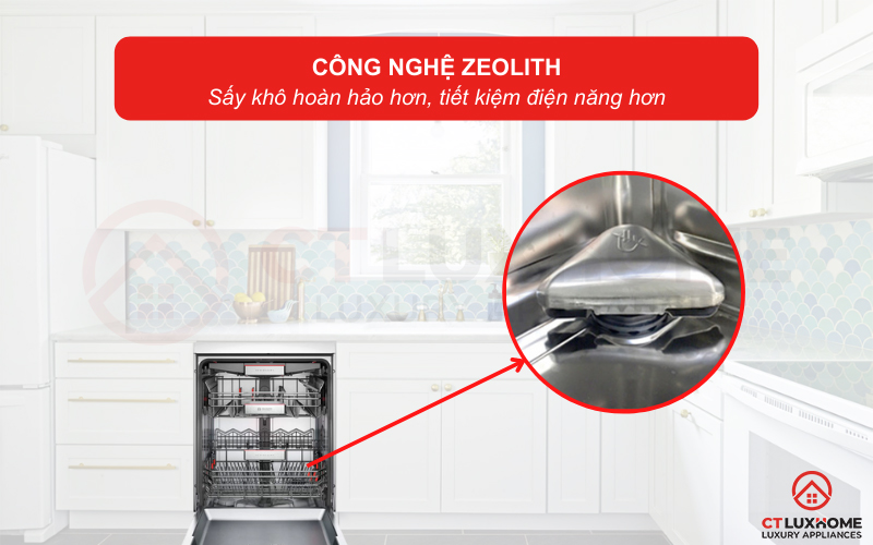 Công nghệ sấy Zeolith giúp bát đĩa khô hơn và tiết kiệm điện hơn.