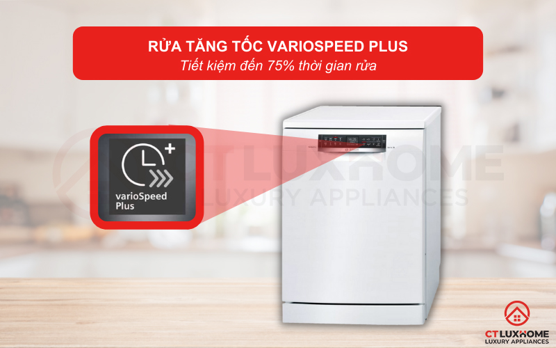 VarioSpeed Plus làm tăng tốc độ rửa, tiết kiệm đến 75% thời gian 