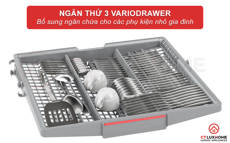 Bổ sung thêm ngăn chứa thứ 3 VarioDrawer đựng các phụ kiện nhỏ trong gia đình.