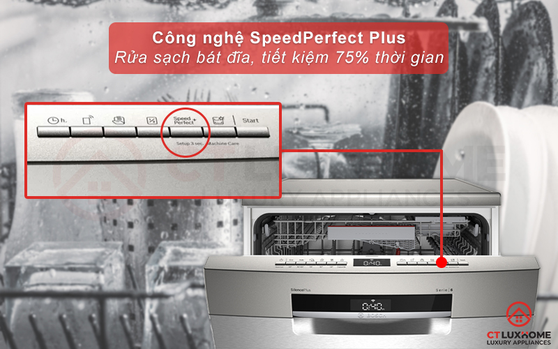 Sử dụng tính năng SpeedPerfect Plus giúp tiết kiệm 75% thời gian rửa.