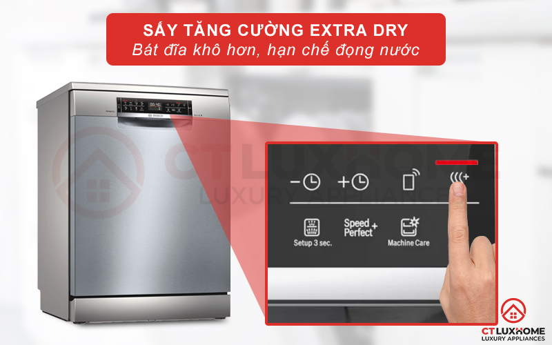 Kích hoạt tính năng Extra Dry giúp bát đĩa khô hơn.