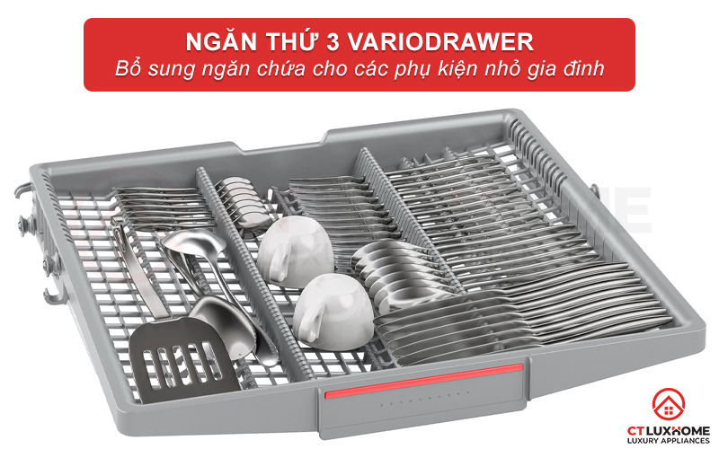 Bổ sung ngăn chứa thứ 3 VarioDrawer đựng các vật dụng nhỏ.