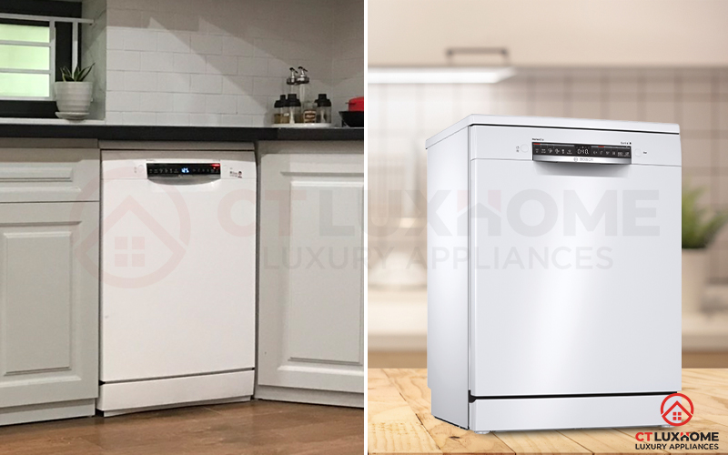 Người dùng có thể lựa chọn lắp âm hoặc độc lập cho máy rửa bát Bosch SMS6ZCW00E.