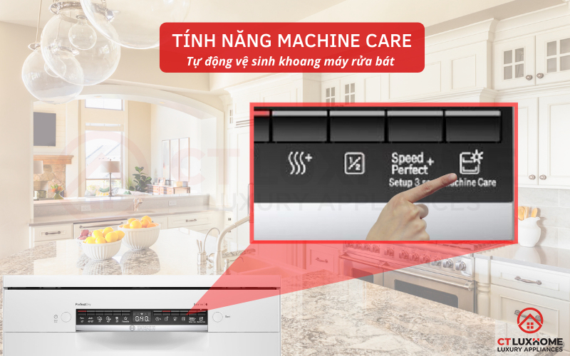 Vệ sinh tự động khoang máy rửa bát nhờ chương trình Machine Care