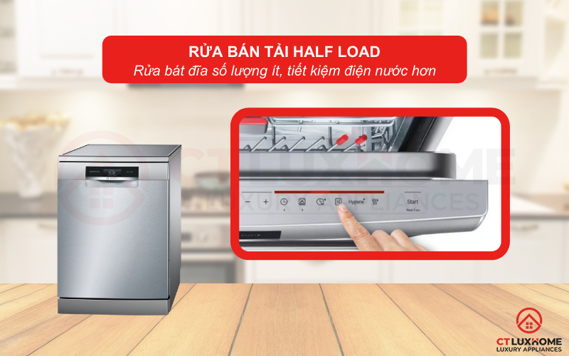 Rửa bát đĩa số lượng ít, lựa chọn ngay rửa bán tải Half Load.