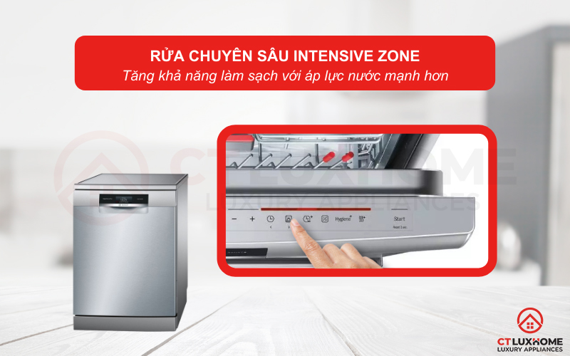 Rửa chuyên sâu Intensive Zone tăng cường làm sạch giàn dưới cùng.