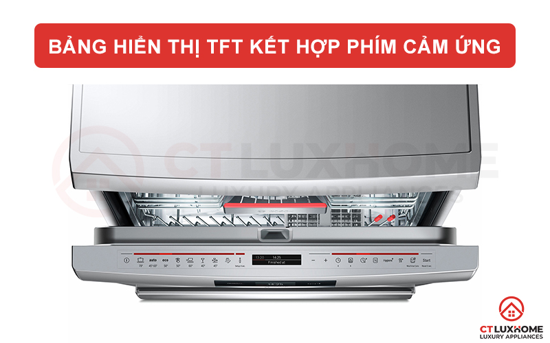 Bảng hiển thị TFT và các phím bấm chức năng của máy rửa bát Bosch SMS88TI40M