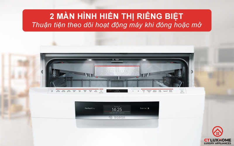 2 màn hình hiển thị giúp người dùng dễ dàng kiểm soát khi đóng hoặc mở máy.