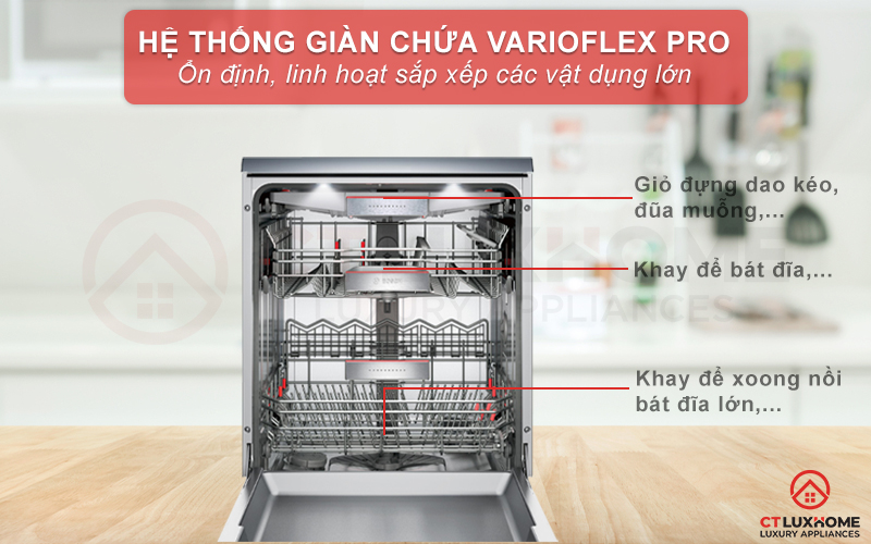 Hệ thống giỏ VarioFlex Pro linh hoạt, dễ dàng sắp xếp các vật dụng