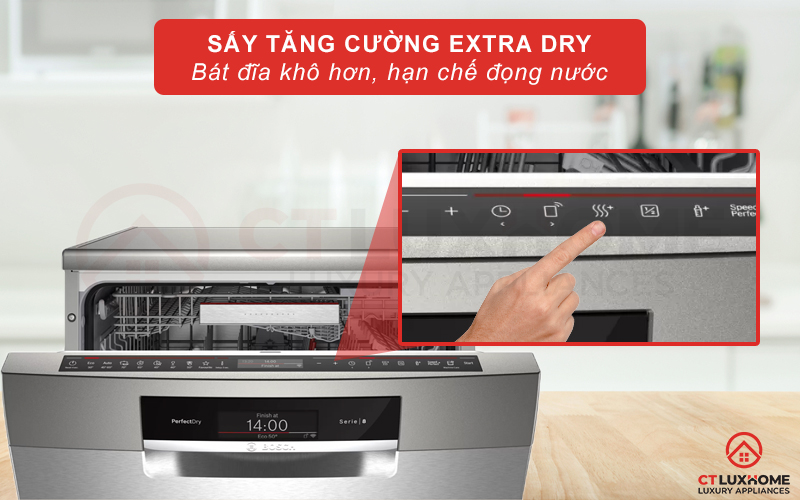 Giúp bát đũa khô ráo hơn và tránh tình trạng đốm trắng bị bán ở thành máy