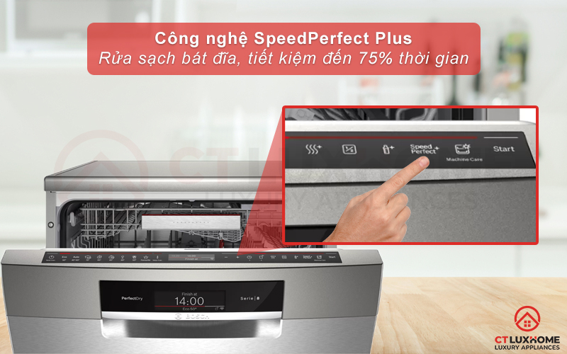 Tiết kiệm đến 75% thời gian rửa với tính năng SpeedPerfect Plus