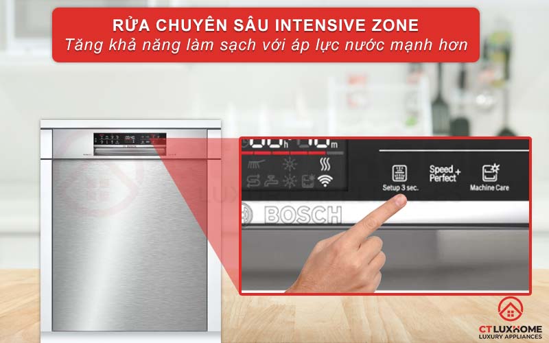 Tăng áp lực nước rửa dưới cùng với chức năng Intensive Zone