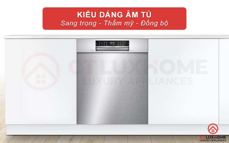 Kiểu dáng âm tủ bề mặt inox sang trọng