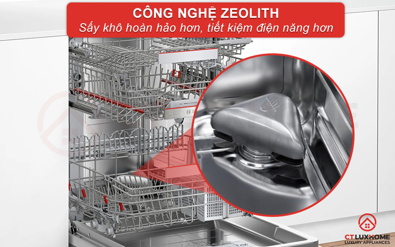 Công nghệ sấy Zeolith giúp bát đĩa khô hơn và tiết kiệm điện hơn.