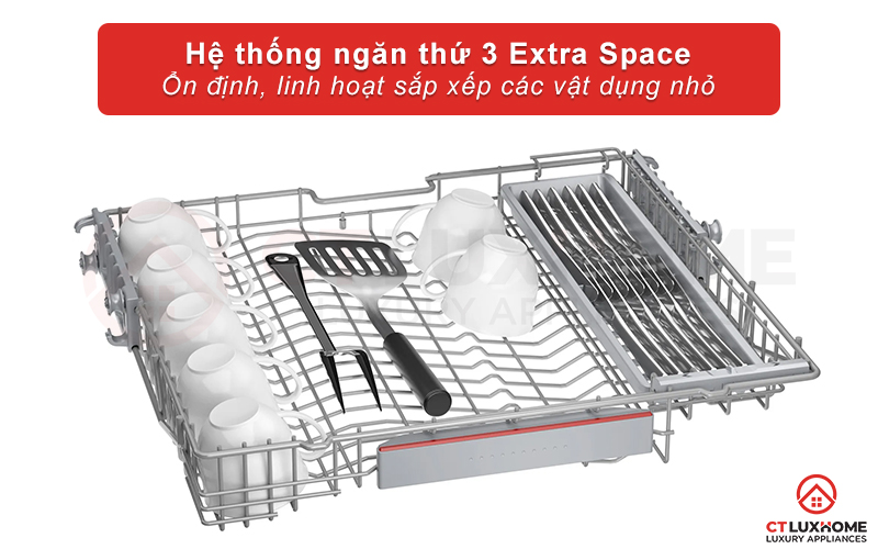 Hệ thống ngăn thứ 3 Extra Space linh hoạt sắp xếp các vật dụng nhỏ