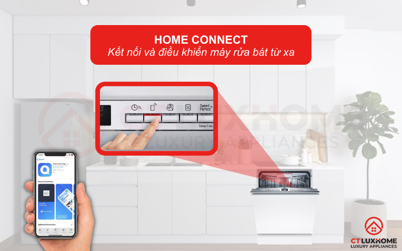 Kết nối và điều khiển máy rửa bát Bosch SMV4ECX14E từ xa thông qua Home Connect