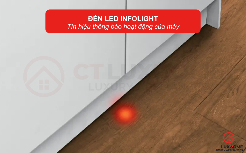 Đèn chỉ thị báo hiệu tình trạng hoạt động máy của máy rửa bát âm tủ Bosch SMV4ECX14E
