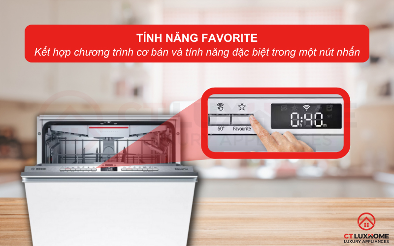 Tiết kiệm thời gian chọn tính năng rửa bát trước khi sử dụng của bạn với Tính năng Favourite - chỉ trong 1 nút nhấn