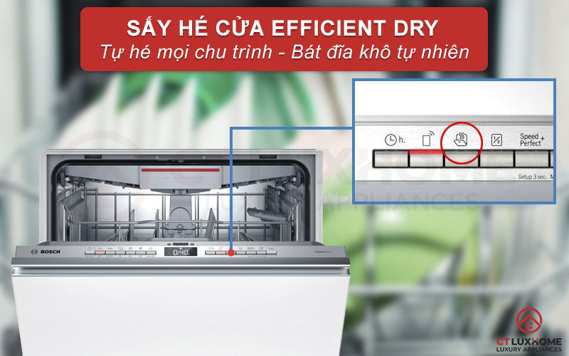 Sấy hé cửa Efficient Dry mang lại hiệu quả sấy khô tối ưu và tiết kiệm điện năng